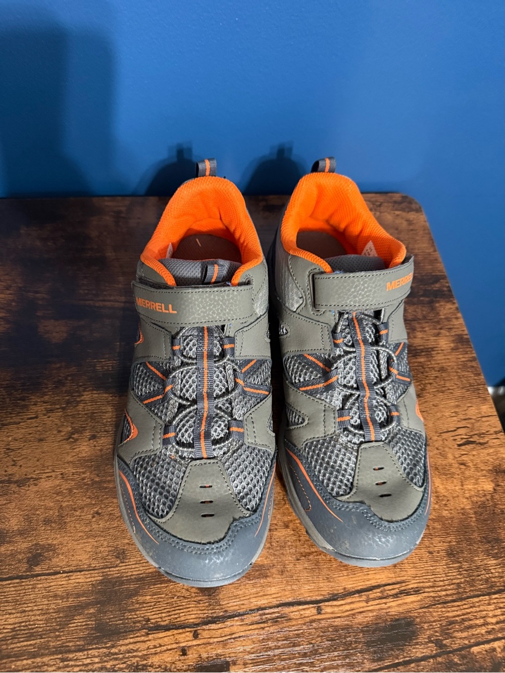 Merrell 6.5M Olive Gray and Orange Active Trail Sneakers